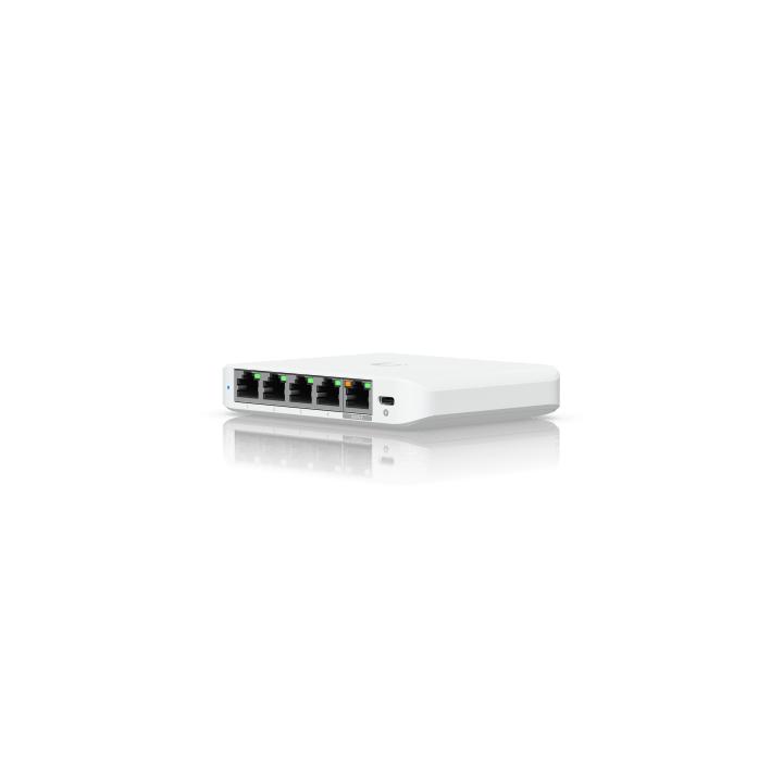 USW Flex Mini 2.5G Switch de 5 puertos 2.5G, Compacto, para Escritorio, se puede Energizar por PoE o con un Adaptador