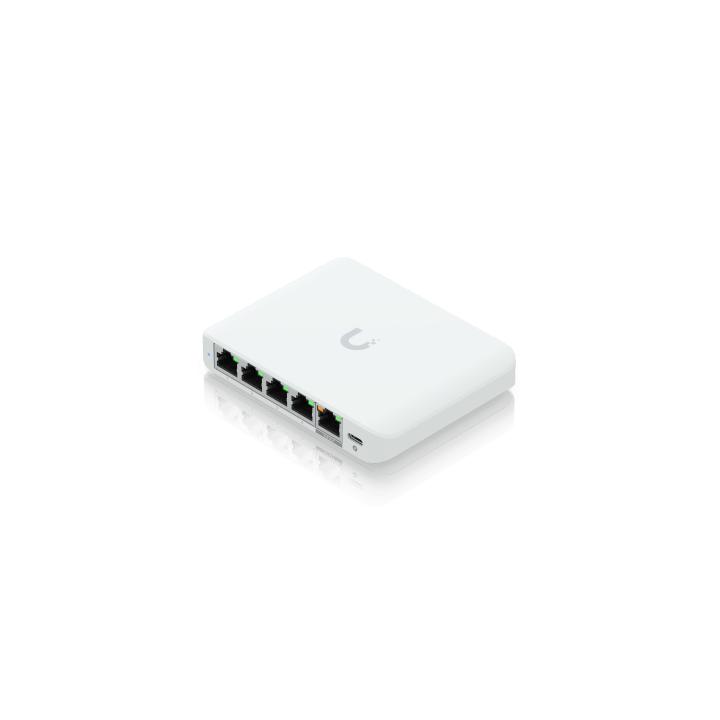 USW Flex Mini 2.5G Switch de 5 puertos 2.5G, Compacto, para Escritorio, se puede Energizar por PoE o con un Adaptador
