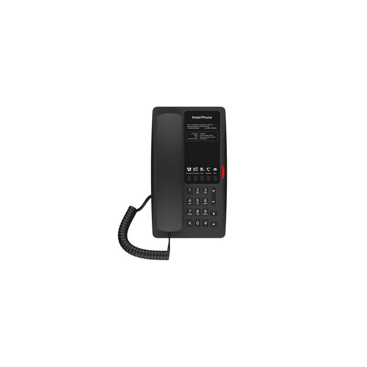 Teléfono IP Hotelero / 2 Líneas SIP / 5 Teclas Programables / Puerto USB-A de Carga / PoE 802.3af / Ethernet 10/100 /
