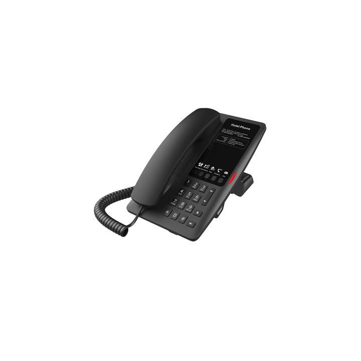 Teléfono IP Hotelero / 2 Líneas SIP / 5 Teclas Programables / Puerto USB-A de Carga / PoE 802.3af / Ethernet 10/100 /