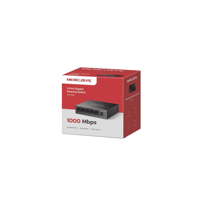 Switch NO Administrable / Para escritorio / Carcasa de metal / 5 puertos 10/100/1000 Mbps / Diseño Compacto / Plug and