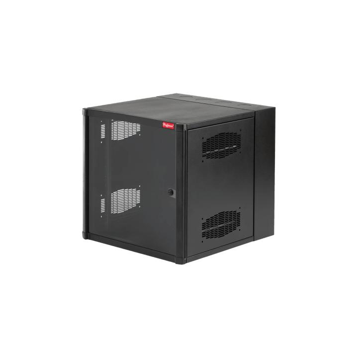 Gabinete AccessPlus de 12 UR Montaje en Pared de 19in, Rieles Numerados y Roscados #10-32, Puerta con Ventana de