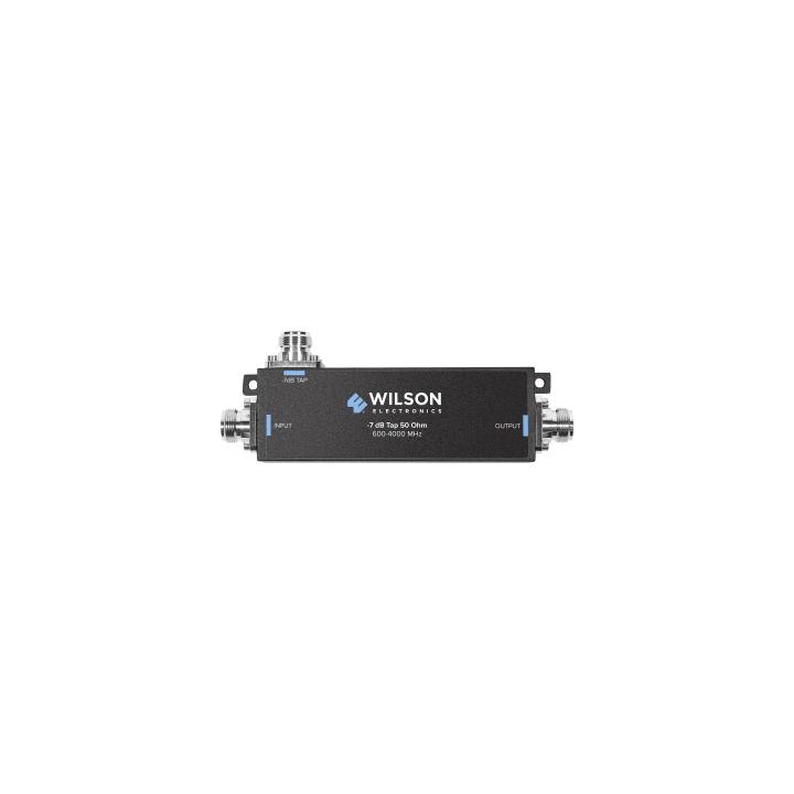Separador TAP -7 dB con rango de frecuencia de 575 a 6000 MHz. Ideal para separar la antenas a diferentes longitudes de