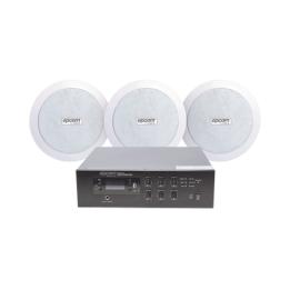 KIT de Amplificador de 120W para Escritorio | 3 Altavoces de Plafón de 5.5in | 3.75 - 30W | Sistema 70/100V