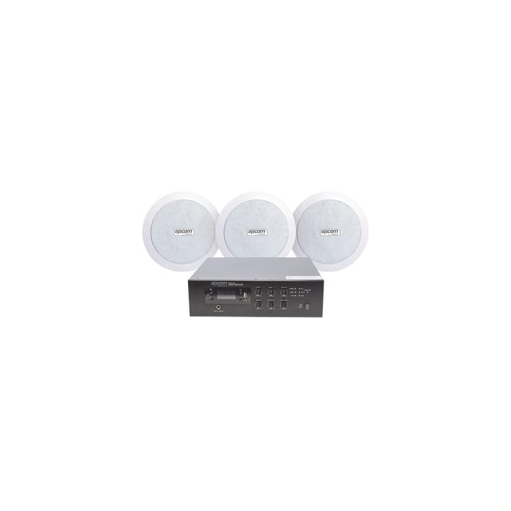 KIT de Amplificador de 120W para Escritorio | 3 Altavoces de Plafón de 5.5in | 3.75 - 30W | Sistema 70/100V