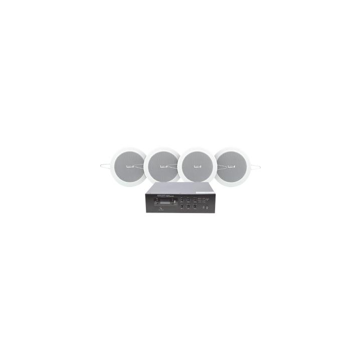 KIT de Amplificador de 120W para Escritorio | 4 Altavoces de Plafón de 4in | 3 - 6W | Sistema 70/100V