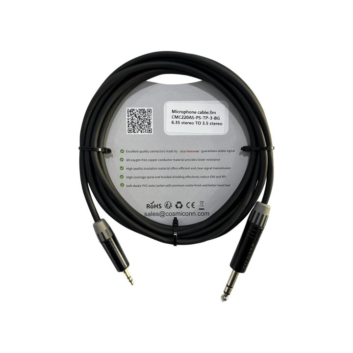Cable 6.35mm a 3.5mm, conectores color negro MP3X-B - MTP3C-BG, length 3m