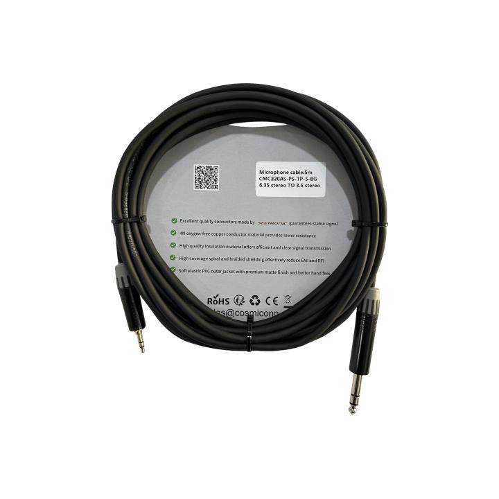 Cable 6.35mm a 3.5mm, conectores color negro MP3X-B - MTP3C-BG, length 5m