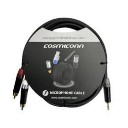 Cable 3.5mm a 2 RCA, conectores negros, con diferenciador de blanco y rojo en RCA MT380-RD - MT380-WH - MTP3C-BG,