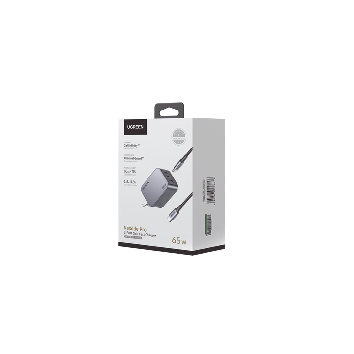 Cargador de 65W serie Nexode Pro | 3 Puertos de Carga Rápida | 2 USB-C | 1 USB-A | Tecnología GaNInfinity | PD3.1 de