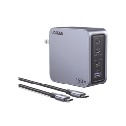 Cargador Rápido GaN / 160W Máximo / 3 USB-C + 1 USB-A / PD3.1 140W / PPS / UFCS / QC5 / Protecciones Múltiples / PC