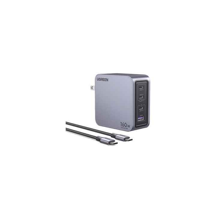 Cargador Rápido GaN / 160W Máximo / 3 USB-C + 1 USB-A / PD3.1 140W / PPS / UFCS / QC5 / Protecciones Múltiples / PC