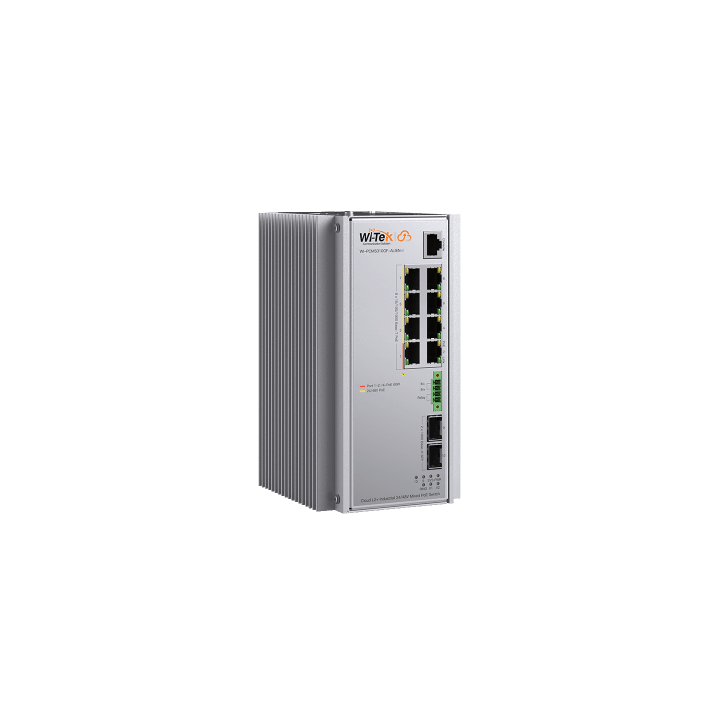 Switch Industrial Administrable Gigabit con 2 Puertos PoE bt + 6 Puertos PoE af/at o 24 V Pasivo + 2 SFP Gigabit, 240 W