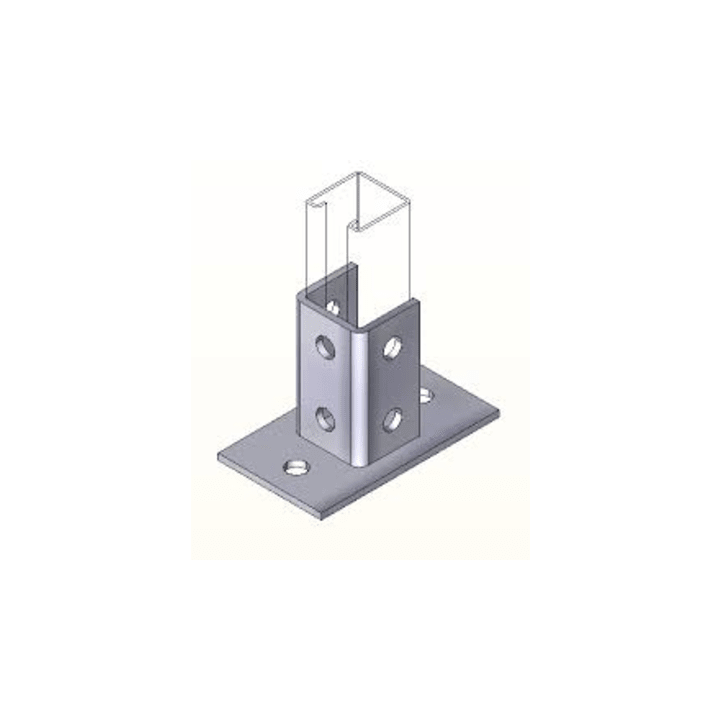 Base Cuadrada con 4 Perforaciones para Perfil Sencillo.