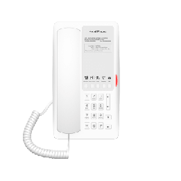 Teléfono IP Hotelero / 2 Líneas SIP / 5 Teclas Programables / Puerto USB-A de Carga / PoE 802.3af / Diseño Blanco /