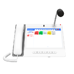 Teléfono IP Color Blanco Android 9.0 Empresarial para voceo 20 líneas SIP, pantalla táctil, Wi-Fi y Bluetooth, PoE,