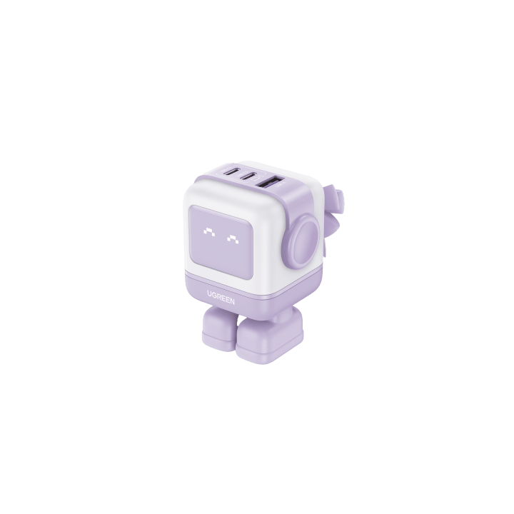 Cargador RobotGaN de 65W Serie UNO | 3 Puertos de Carga Rápida | 2 USB-C | 1 USB-A | PD 3.0 | QC 4.0 | Carga