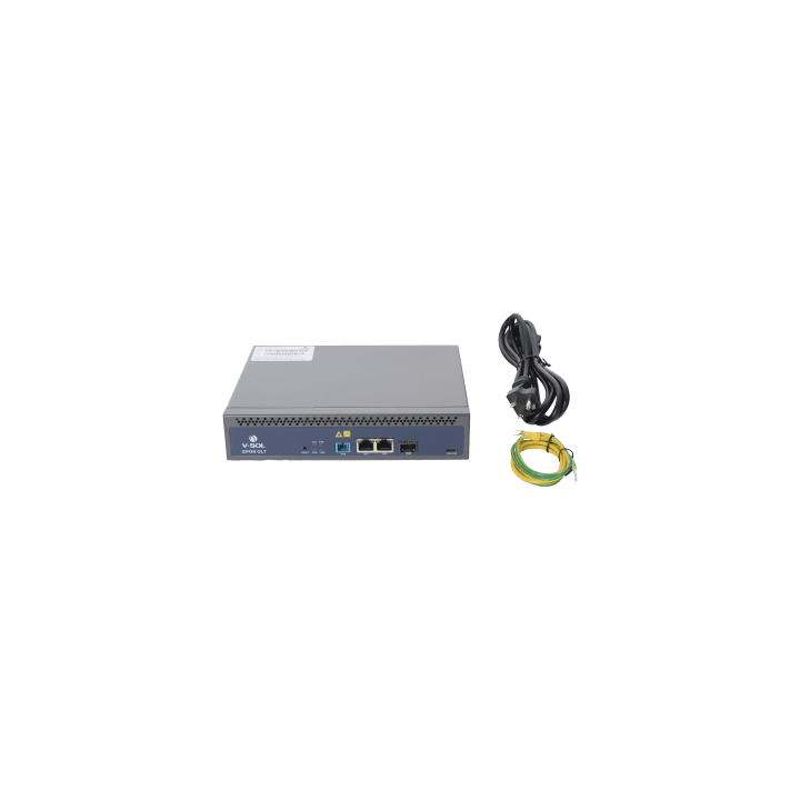 OLT de 1 puerto GPON SC/UPC + 3 puertos Uplink (2 puertos Gigabit Ethernet + 1 puerto SFP/SFP+), Fuente de