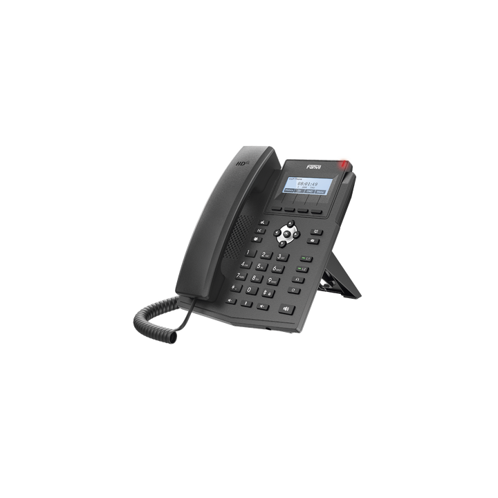 Teléfono IP empresarial para 2 lineas SIP con pantalla LCD,  Puertos Gigabit, Códec Opus, conferencia de 3 vías, PoE.