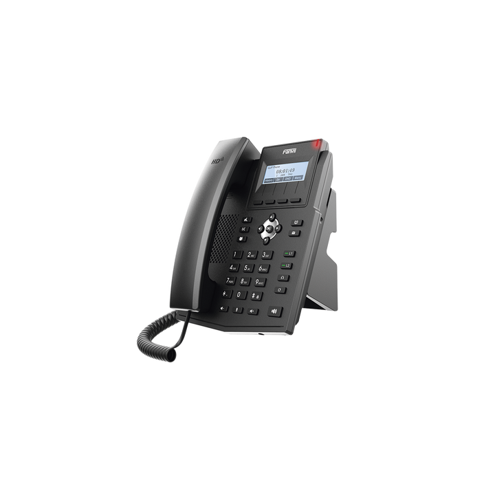 Teléfono IP empresarial para 2 lineas SIP con pantalla LCD,  Puertos Gigabit, Códec Opus, conferencia de 3 vías, PoE.