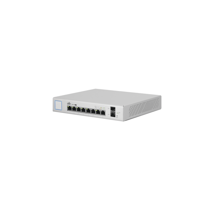 Switch UniFi Administrable de 8 Puertos Gigabit PoE+ 802.3at/af y PoE Pasivo 24V.