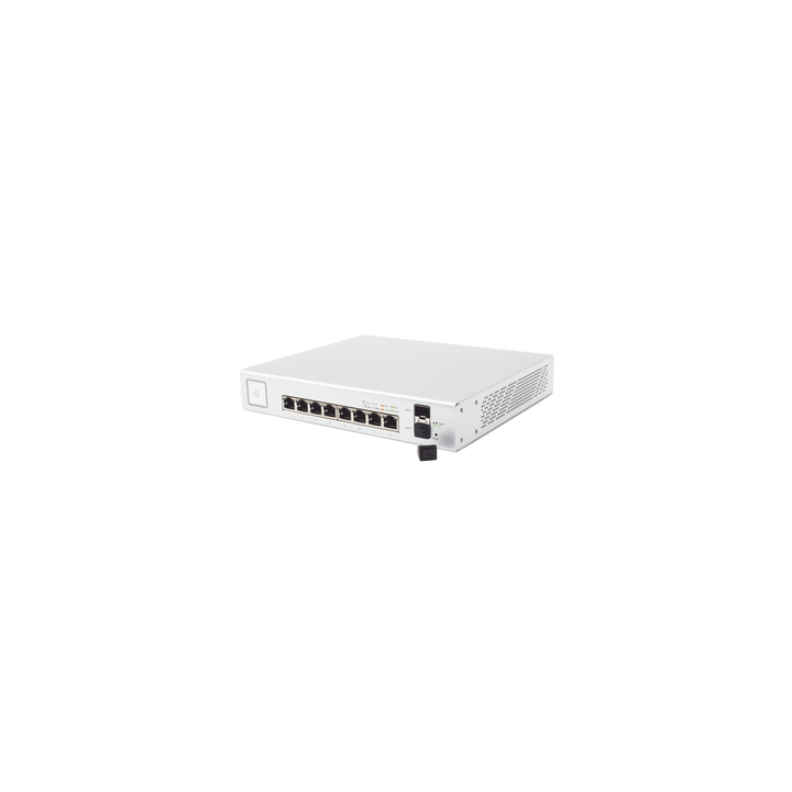 Switch UniFi Administrable de 8 Puertos Gigabit PoE+ 802.3at/af y PoE Pasivo 24V.