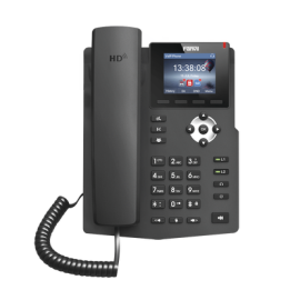 Teléfono IP empresarial para 2 lineas SIP con pantalla LCD de 2.4 Pulgadas a color y conferencia de 3 vías, PoE