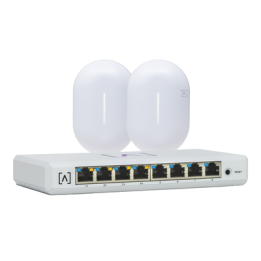 Kit de lanzamiento Alta Labs: Incluye: 1 Switch PoE S8-POE / 2 Puntos de Acceso WiFi 6 AP6 Bloqueo de Contenido /
