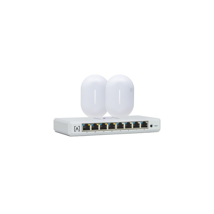 Kit de lanzamiento Alta Labs: Incluye: 1 Switch PoE S8-POE / 2 Puntos de Acceso WiFi 6 AP6 Bloqueo de Contenido /
