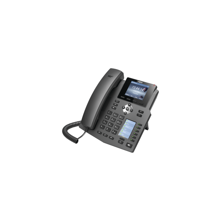 Teléfono IP empresarial para 4 líneas SIP con 2 pantallas LCD, 6 teclas BLF/DSS, conferencia de 3 vías, PoE