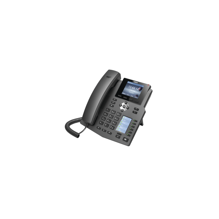Teléfono IP empresarial para 4 líneas SIP con 2 pantallas LCD, 6 teclas BLF/DSS, conferencia de 3 vías, PoE