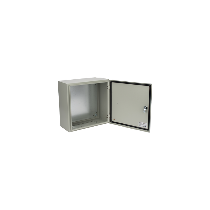 Gabinete de Acero IP66 Uso en Intemperie (400 x 400 x 200 mm) con Placa Trasera Interior de Metal y Compuerta Inferior