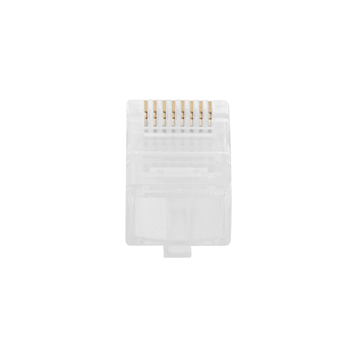 Bote con 100 Plugs Pass Through RJ45 Cat6 sin Blindaje, Chapado de Oro a 30 Micras para Durabilidad Extrema