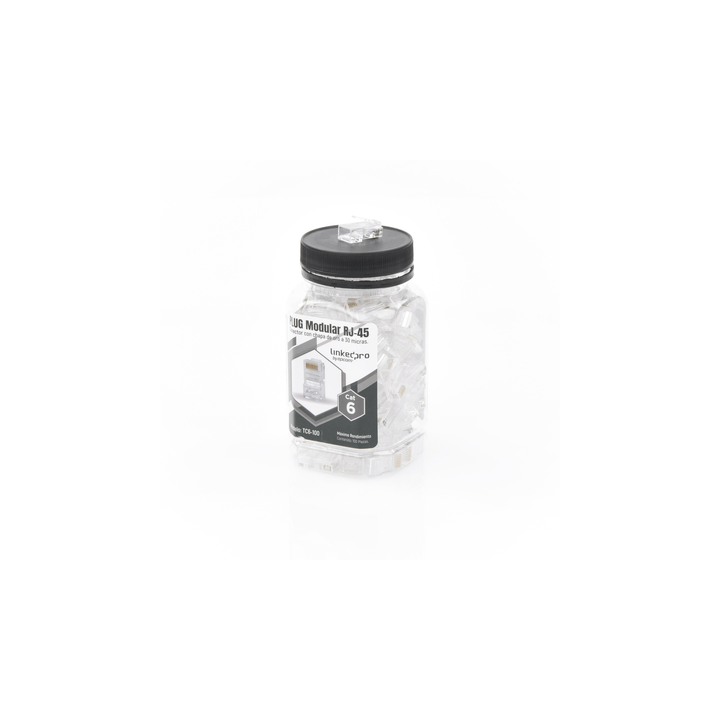 Bote con 100 Piezas de Plug Modular RJ45 Cat6 sin Blindaje, Chapado de Oro a 30 Micras para Durabilidad Extrema