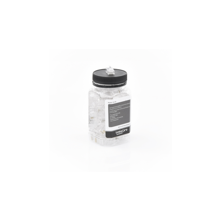 Bote con 100 Piezas de Plug Modular RJ45 Cat6 sin Blindaje, Chapado de Oro a 30 Micras para Durabilidad Extrema
