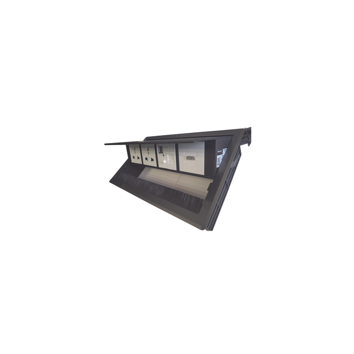 Caja Horizontal Tipo Hub para Escritorio Color Negro, con 1 Puerto HDMI Hembra-Hembra, 1 Puerto RJ45 Cat6, 2 Puertos
