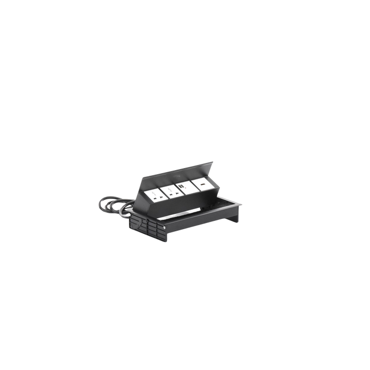 Caja Horizontal Tipo Hub para Escritorio Color Negro, con 1 Puerto HDMI Hembra-Hembra, 1 Puerto RJ45 Cat6, 2 Puertos