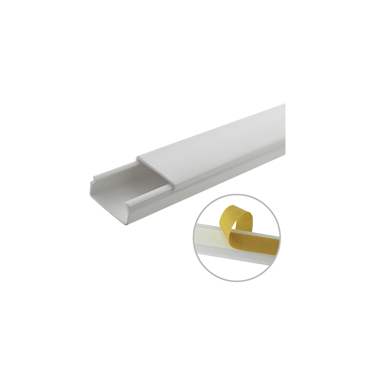 Canaleta blanca de PVC auto extinguible, sin división, 20 x 10 mm, tramo de 6 pies, con cinta adhesiva (5101-21262)