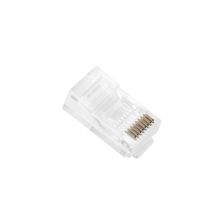 Bote con 100 Piezas de Plug Modular RJ45 Cat5e sin Blindaje, Chapado de Oro a 30 Micras para Durabilidad Extrema