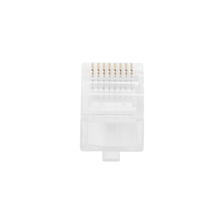 Bote con 100 Piezas de Plug Modular RJ45 Cat5e sin Blindaje, Chapado de Oro a 30 Micras para Durabilidad Extrema