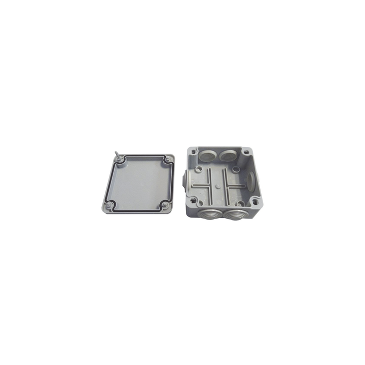 Caja Tipo Estanca IP55, con 6 Entradas, Tapa y Tornillo de Vuelta de 1/4, 100 x 100 x 50 mm (3.94 x 3.94 x 1.97