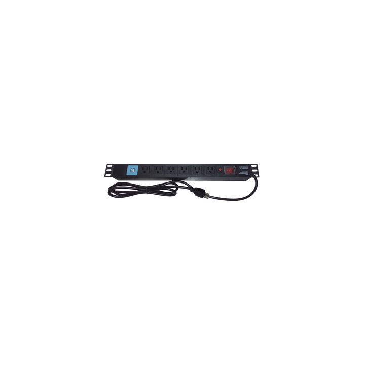 Tomacorriente Horizontal (PDU) de 6 contactos (NEMA 5-15R) + 2 USB para instalación en Rack de 19", 1UR, 125 Vca/ 15 A