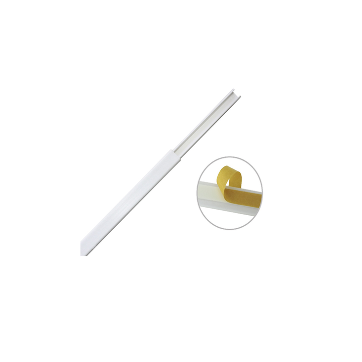 Canaleta color blanco de PVC auto extinguible, de una vía, 12 x 8 mm tramo de 6 pies con cinta adhesiva (5000-21252)