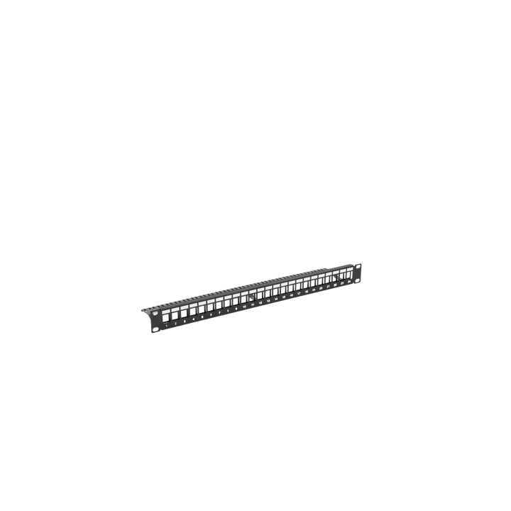 Patch Panel Modular sin Blindaje de 24 Puertos, 1U, con Barra para Organizar Cable