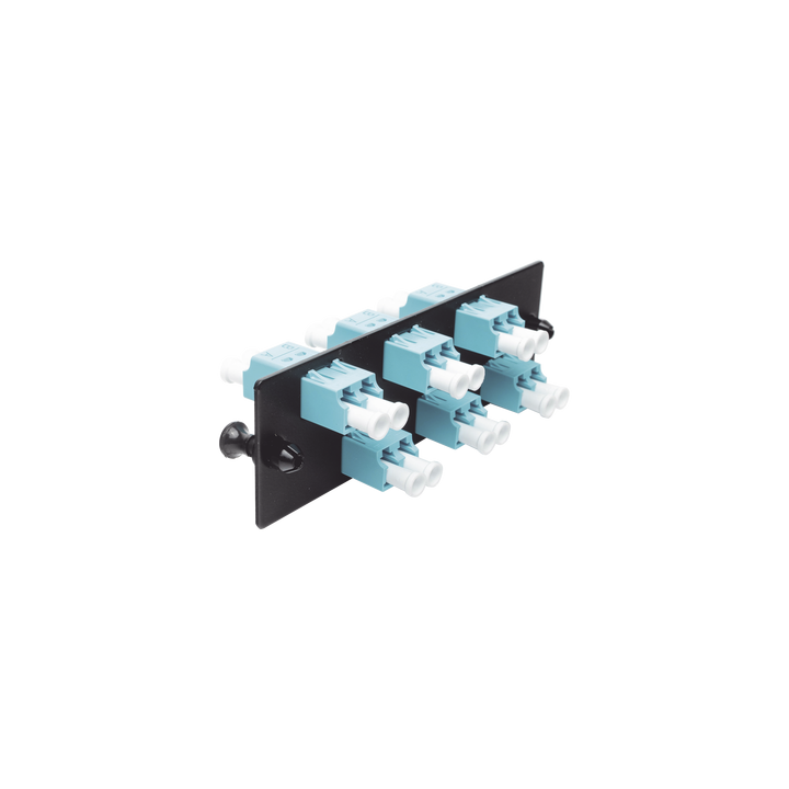 Placa Acopladora de Fibra Optica FAP, Con 6 Conectores LC Duplex (12 Fibras), Para Fibra Multimodo OM3/OM4, Color Aqua