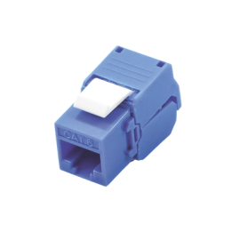 Módulo Jack Keystone Cat6 (Toolless), con Terminación en Ángulo 180 Grados Color Azul, Compatible con Faceplate y