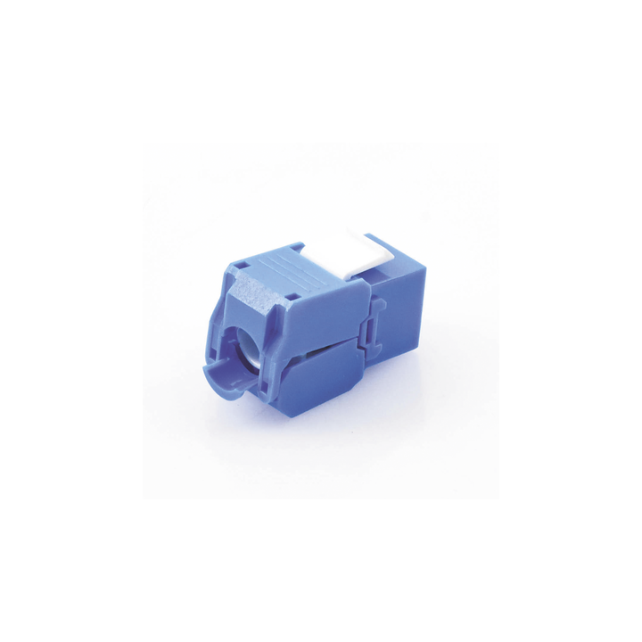Módulo Jack Keystone Cat6 (Toolless), con Terminación en Ángulo 180 Grados Color Azul, Compatible con Faceplate y