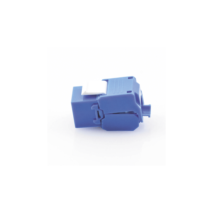Módulo Jack Keystone Cat6 (Toolless), con Terminación en Ángulo 180 Grados Color Azul, Compatible con Faceplate y