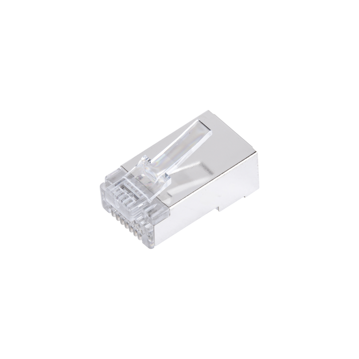 Bote con 100 Plugs Pass Through RJ45 Cat6 Blindado Chapado de Oro a 30 Micras para Durabilidad Extrema