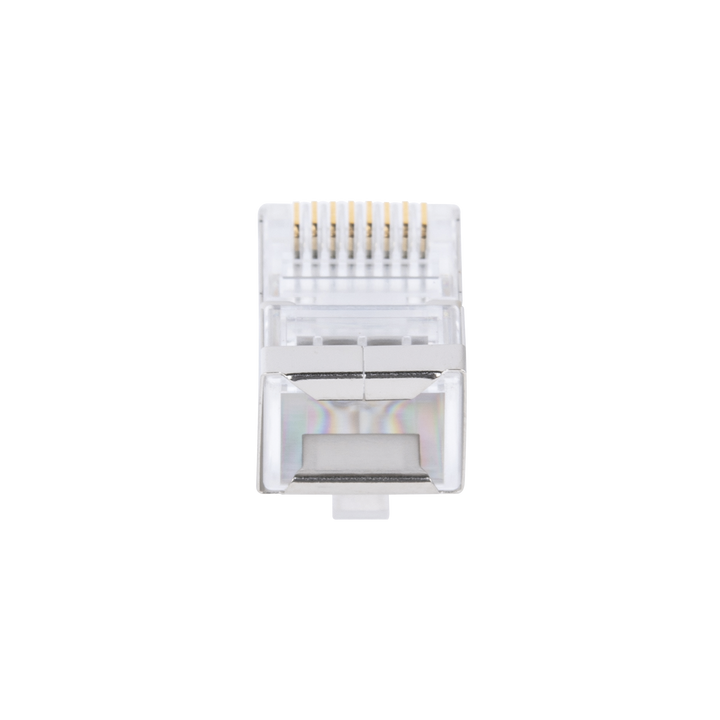 Bote con 100 Plugs Pass Through RJ45 Cat6 Blindado Chapado de Oro a 30 Micras para Durabilidad Extrema